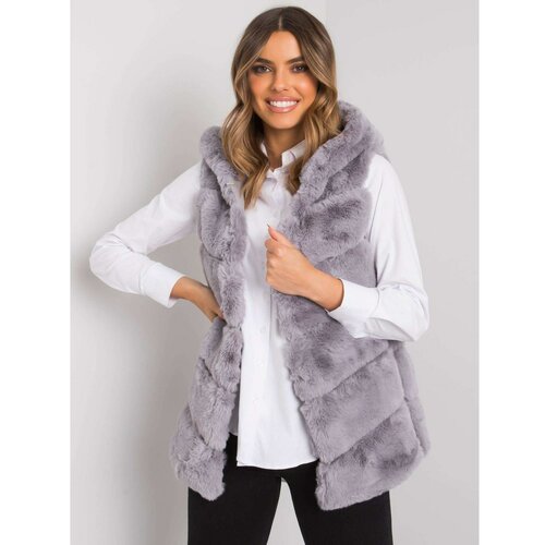 Fashion Hunters OCH BELLA Gray women's vest with a hood Cene