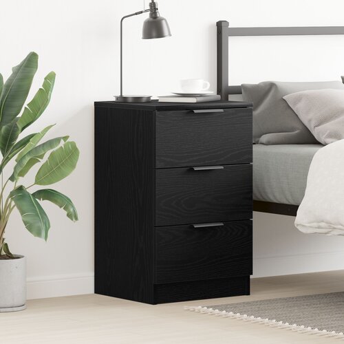 VidaXL Crni hrast Noćni ormarić - 40x65x65 cm Izrađeno od konstruiranog drveta Slike