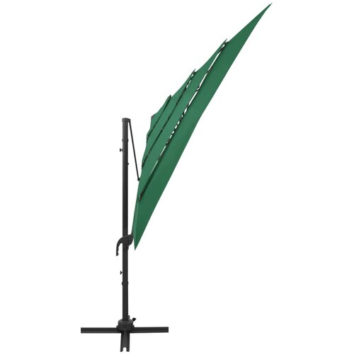  Vrtni suncobran s 4 razine i stupom 250 x 250 cm zeleni Slike