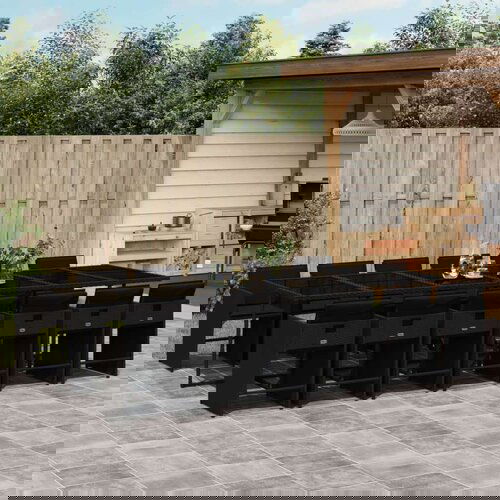  13-dijelni vrtni blagovaonski set s jastucima poliratan crni Cene