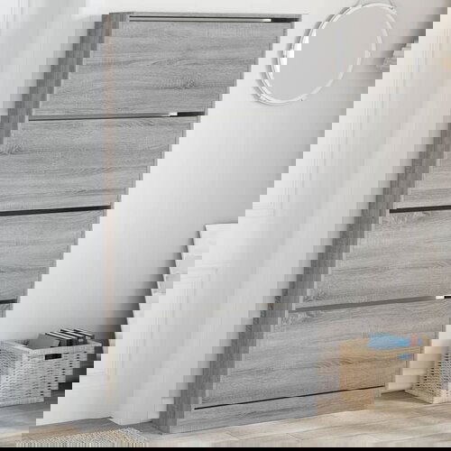 Furnova Omarica za čevlje s 4 predali siva sonoma 80x21x163,5 cm, (21954681) Slike