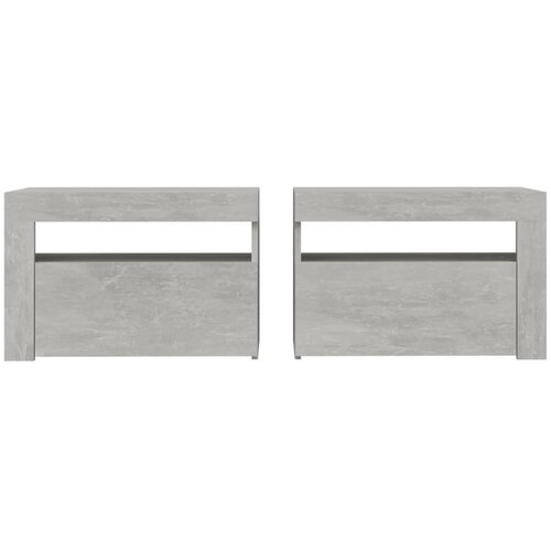 Noćni ormarići 2 kom s LED svjetlima boja betona 60x35x40 cm Slike