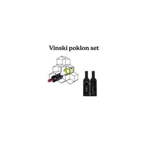  Vilde 229059 - Metalni stalak za vino 29.5 x 28.5cm & Kamille 7795 - Vinski poklon set Cene