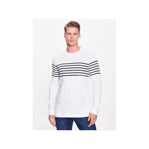 Tommy Hilfiger Majica z dolgimi rokavi Placement Striped MW0MW30062 Bela Regular Fit Slike