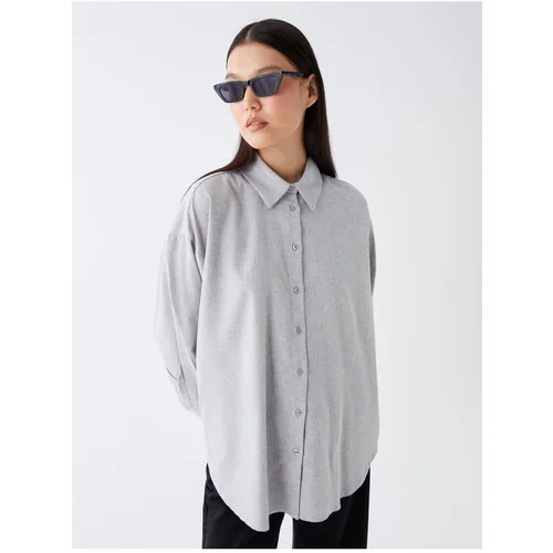 LC Waikiki Women's Shirt Collar Straight Long Sleeve Poplin Tunic