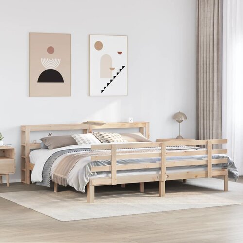 VidaXL Okvir kreveta s uzglavljem 200 x 200 cm od masivne borovine Slike