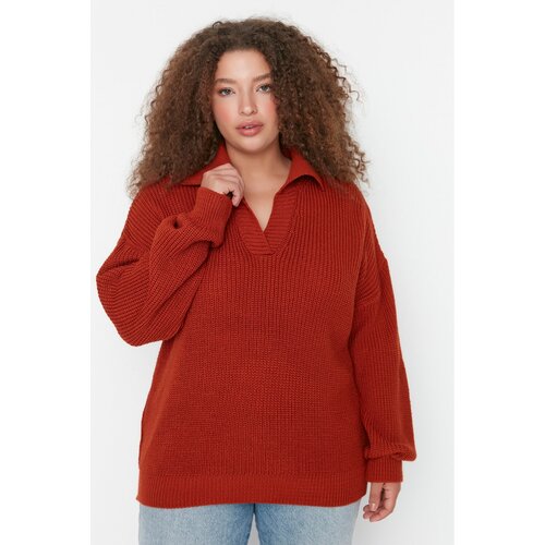 Trendyol Curve Tile Shirt Collar Knitwear Sweater Slike