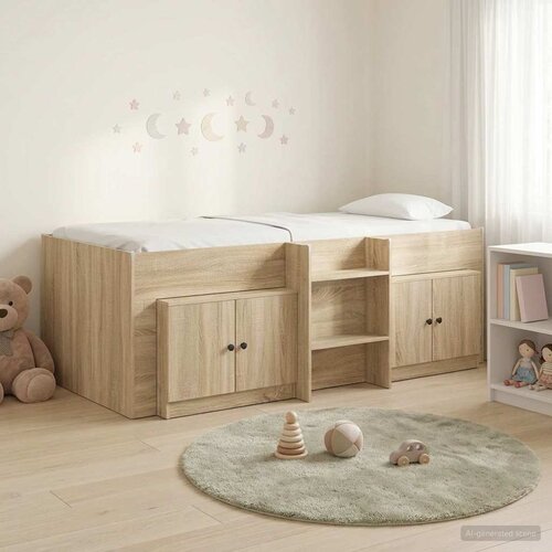  Loft krevet s ormarom 3 kom. Hrast sonoma Konstruirano drvo Smeđa 75 x 190 cm Slike