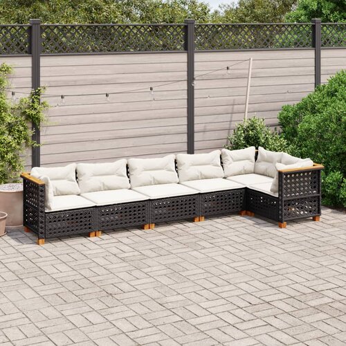 vidaXL 6-dijelni set vrtnih sofa s jastucima crni od poliratana Cijene