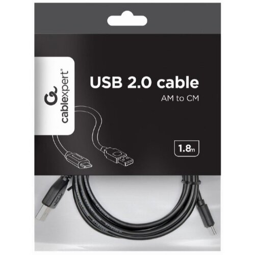 Gembird Kabel / Adapter USB kabl 1,8 m USB 2.0 USB A USB C Crno Slike