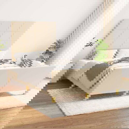  Posteljni okvir z vzglavjem krem 120x200 cm blago, (20905107) Slike