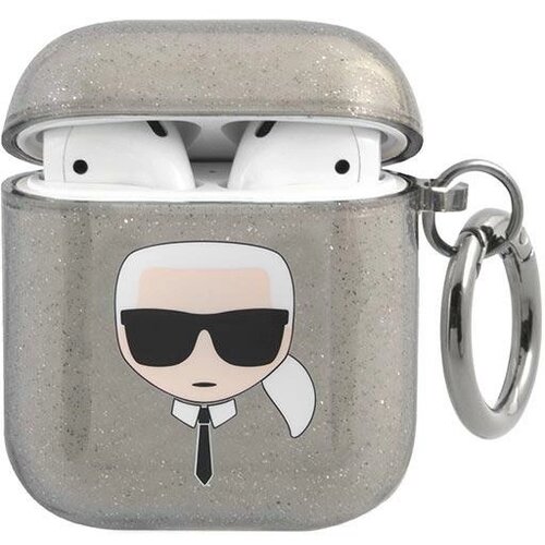 Karl Lagerfeld NAGLAVNI ETUI Z BLEŠČICAMI KARL'S HEAD ZA AIRPODS 1/2 ČRN, (22006286) Cene