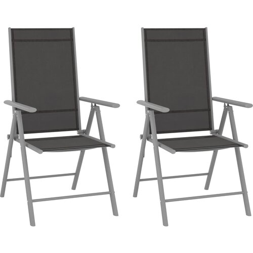 VidaXL Zložljivi vrtni stoli 2 kosa tekstil črni Slike