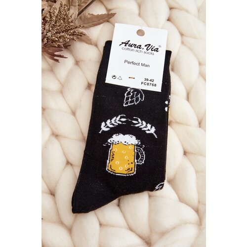 Kesi Men's Patterned Socks Beer Black Slike