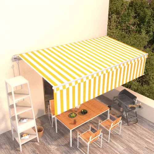 vidaXL Avtomatsko zložljiva tenda s senčilom 6x3 m rumena in bela
