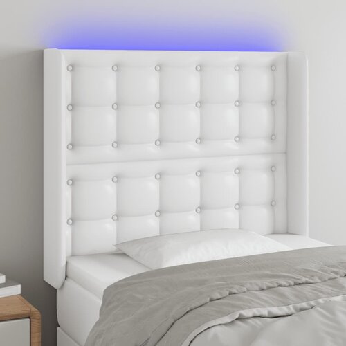 The Living Store led posteljno vzglavje belo 83x16x118/128 cm umetno usnje - led vzglavje, (21418834) Slike