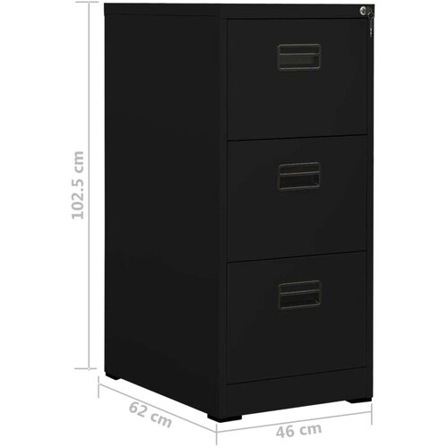 VidaXL Ormarić za spise crni 46 x 62 x 102,5 cm čelični Slike
