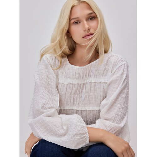 Reserved Bluza s naborima - krem Cene