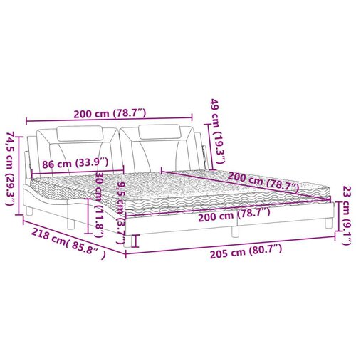 Krevet s madracem sivi 200 x 200 cm od umjetne kože Slike