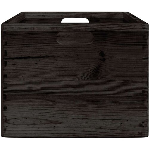 VidaXL Drvena kutija s ručkama crna 40x30x23 cm puno drvo bor Slike
