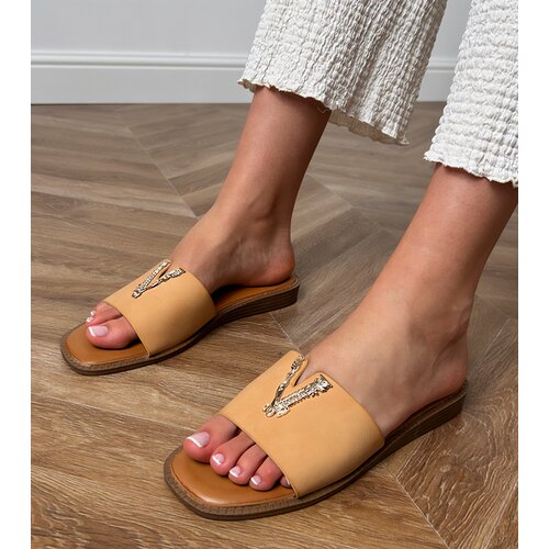 D/CEO Beige Flip-Flops with Gold Decoration Flavis Cene