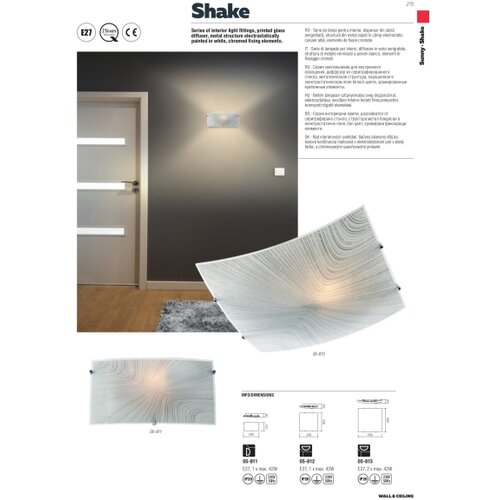  redo 05-812 - plafonsko svetlo shake 1xE27/42W/230V 29,5x29,5 cm, belo Slike