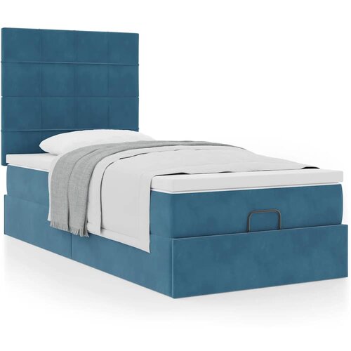 vidaXL Okvir kreveta s madracima tamnoplavi 100x200cm baršunasti Cijene