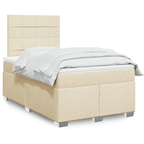 VidaXL Krevet s oprugama i madracem krem 120 x 200 cm od tkanine Slike