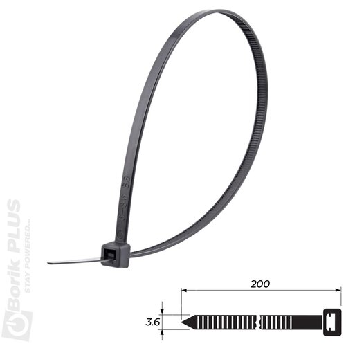 VATPAN Vezice za kablove 100 kom, 200&amp;times;3.6 mm CRNE Slike