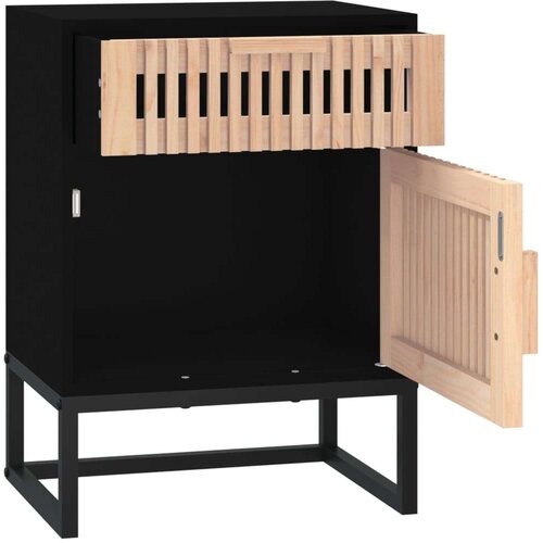 VidaXL Noćni ormarić crni 40x30x55 5 cm konstruirano drvo i željezo Slike