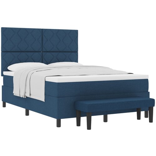 vidaXL vzmetnica z nadvložkom in klopjo modra 160x200 cm tkanina, (22083165) Cene