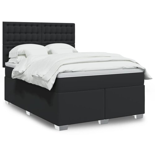 VidaXL Krevet s oprugama i madracem crni 140 x 190 cm od umjetne kože Slike