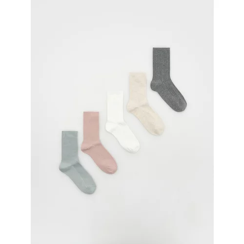 Reserved - Komplet od 5 pari čarapa s visokim udjelom pamuka - pastelnoružičasto