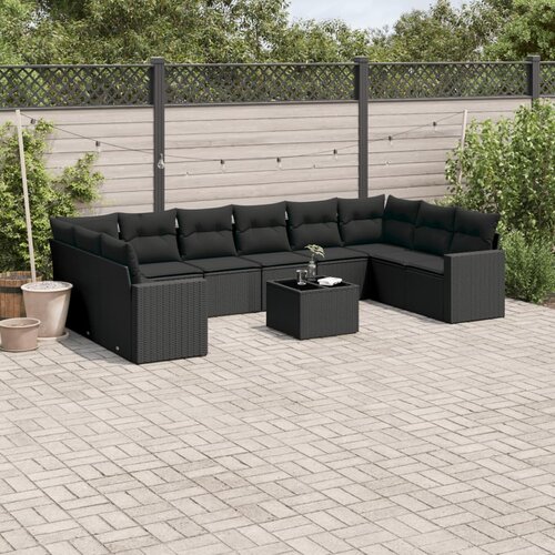  11-dijelni set vrtnih sofa od poliratana s jastucima crni Cijene