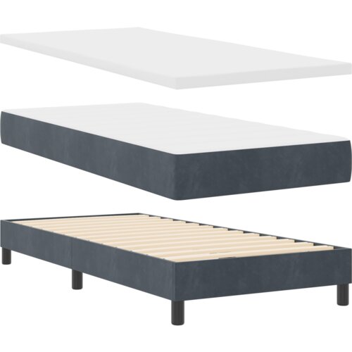 vidaXL Box Spring Postelja z Blazino Temno Siva 100x200 cm Žamet Cene