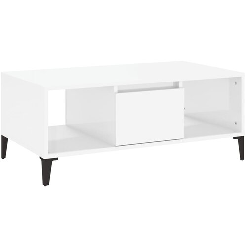 Maison Chic Klubska mizica - kavna mizica - Nizka mizica visok sijaj bela 90x50x36,5 cm inženirski les, (21752101) Slike