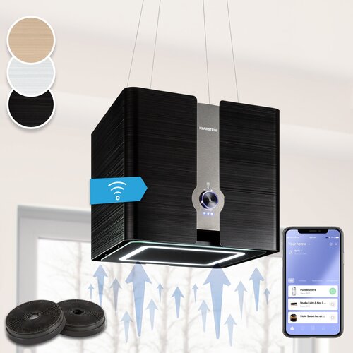 Klarstein futurelight smart otočna napa recirkulacija 420m&amp;sup3;/h led iz nerjavečega jekla Slike