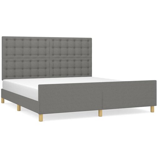 Maison Chic Posteljni okvir - Dvoposteljna postelja - Zakonska postelja z vzglavjem temno siv 160x200 cm blago-J6147, (21767700) Slike