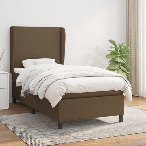 The Living Store Box spring postelja z vzmetnico temno rjava 100x200 cm blago - Box Spring Postelja, (21450122) Slike