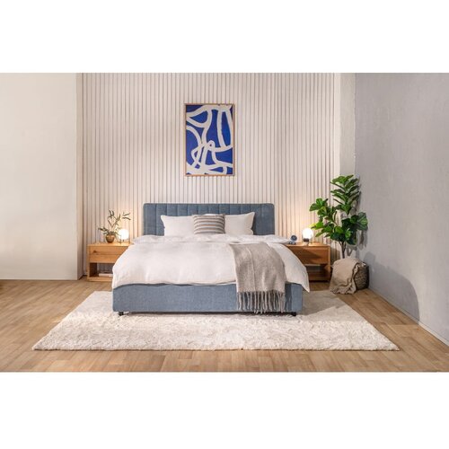 Bonami Selection Plavi tapecirani bračni krevet s podnicom i prostorom za odlaganje 160x200 cm Myra Slim Line &amp;ndash; Slike