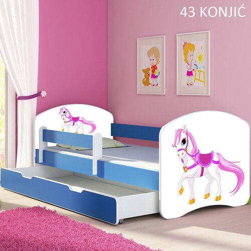  Dječji krevet ACMA s motivom, bočna plava + ladica 180x80 cm 43 Konjić Cene