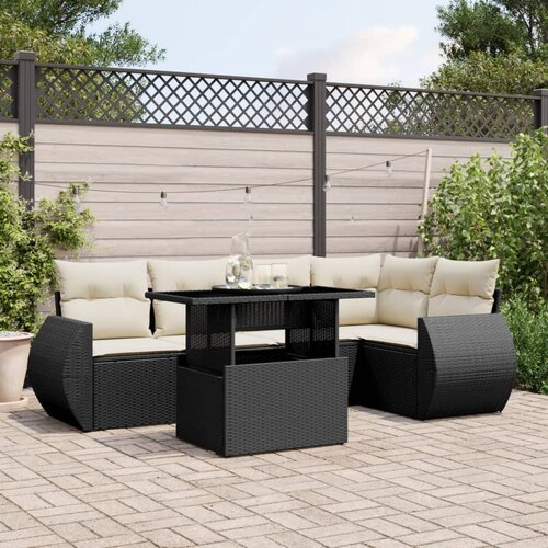VidaXL 6-dijelni set vrtnih sofa s jastucima crni od poliratana Slike