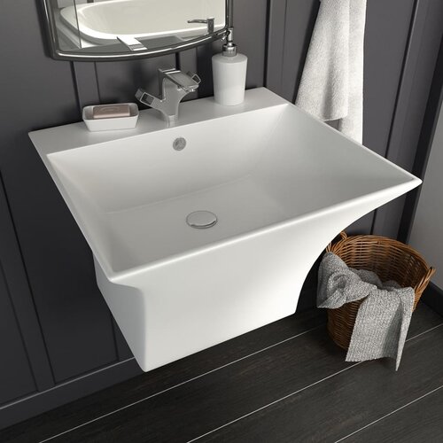 The Living Store Stenski umivalnik iz keramike 500x450x410 mm bel - Umivalnik, (21568305) Cene