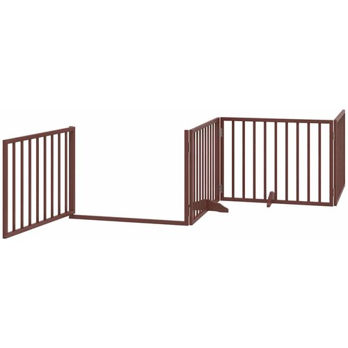  Vrata za pse s vrata&amp;scaron;cima 8 panela sklopiva 640 cm drvo topole Smeđa 80 x 60 x 2 cm Slike