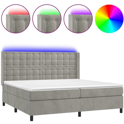 VidaXL Box spring postelja z vzmetnico LED svetlo siva 200x200cm žamet, (20761210) Slike