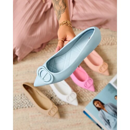 Resti Blue Women's Spike Ballerinas with Manixy Nose Decoration Cene