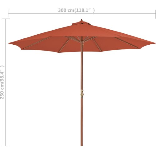  suncobran s drvenim stupom 300 cm terakota Slike