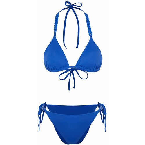 Trendyol Saxe Blue Triangle Chain Accessory Bikini Set Slike