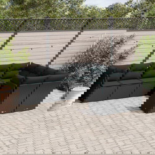 vidaXL Vrtna sedežna garnitura 8-delna z blazinami črn poli ratan Cene