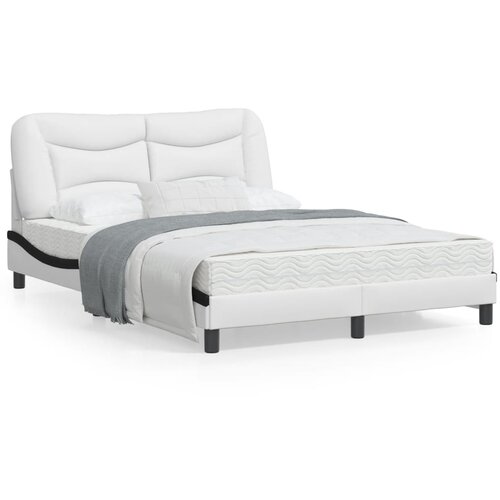 VidaXL Okvir kreveta LED bijelo-crni 140 x 200 cm od umjetne kože Slike